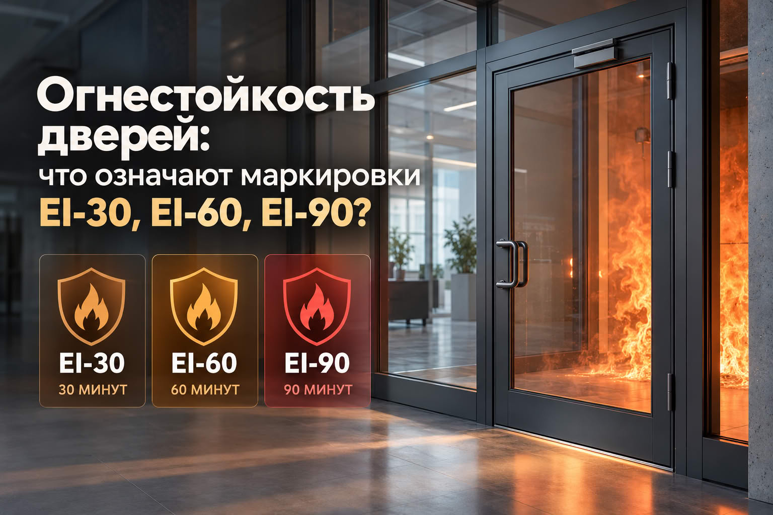 Огнестойкость дверей: что означают маркировки EI-30, EI-60, EI-90?