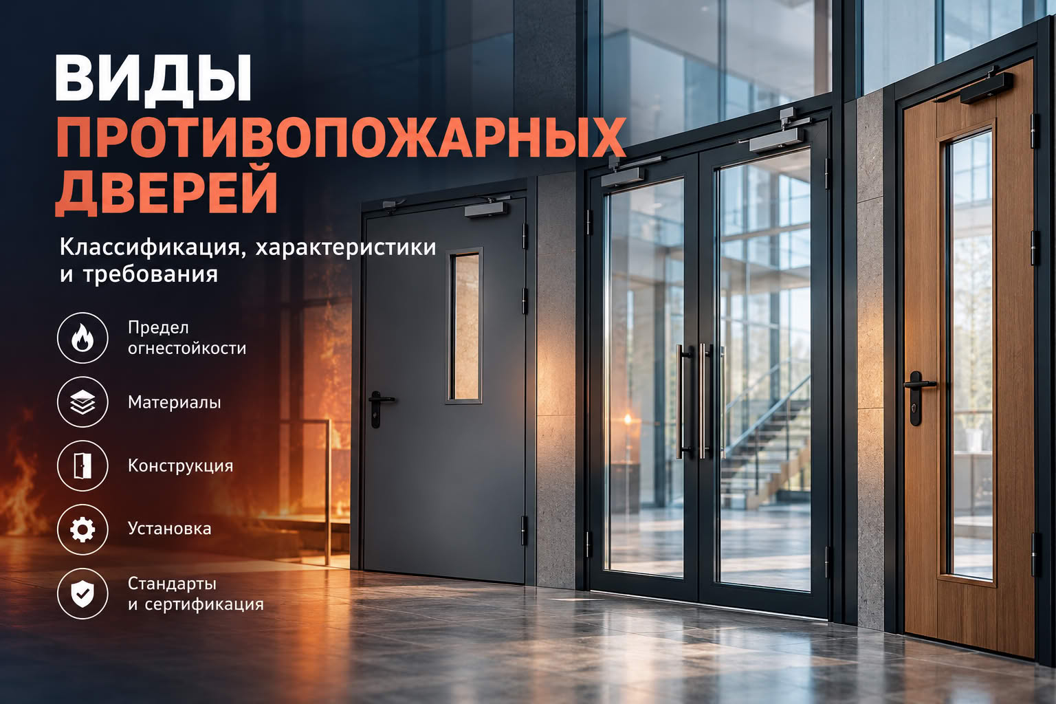 Виды противопожарных дверей: классификация, характеристики и требования